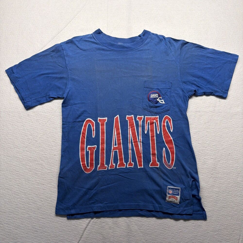 Vintage 90s New York Giants T-Shirt Nutmeg USA Pocket Tee NFL Football - Mens L